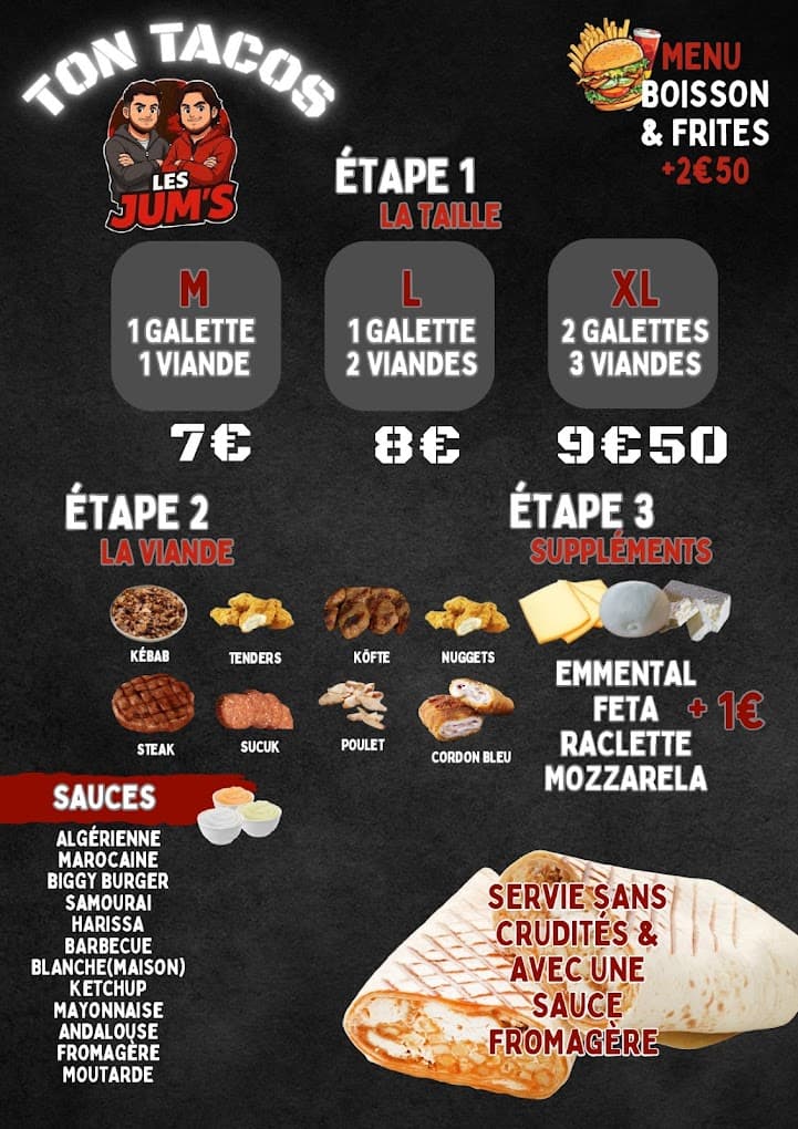 Carte Tacos — Les Jum's