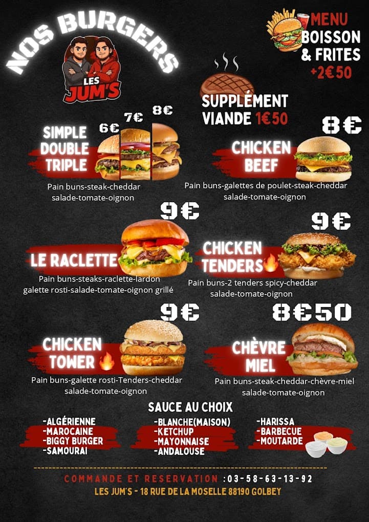 Carte Burgers — Les Jum's